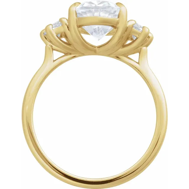 Engagement Rings Custom 3-Stone 14K Yellow Gold Engagement Ring