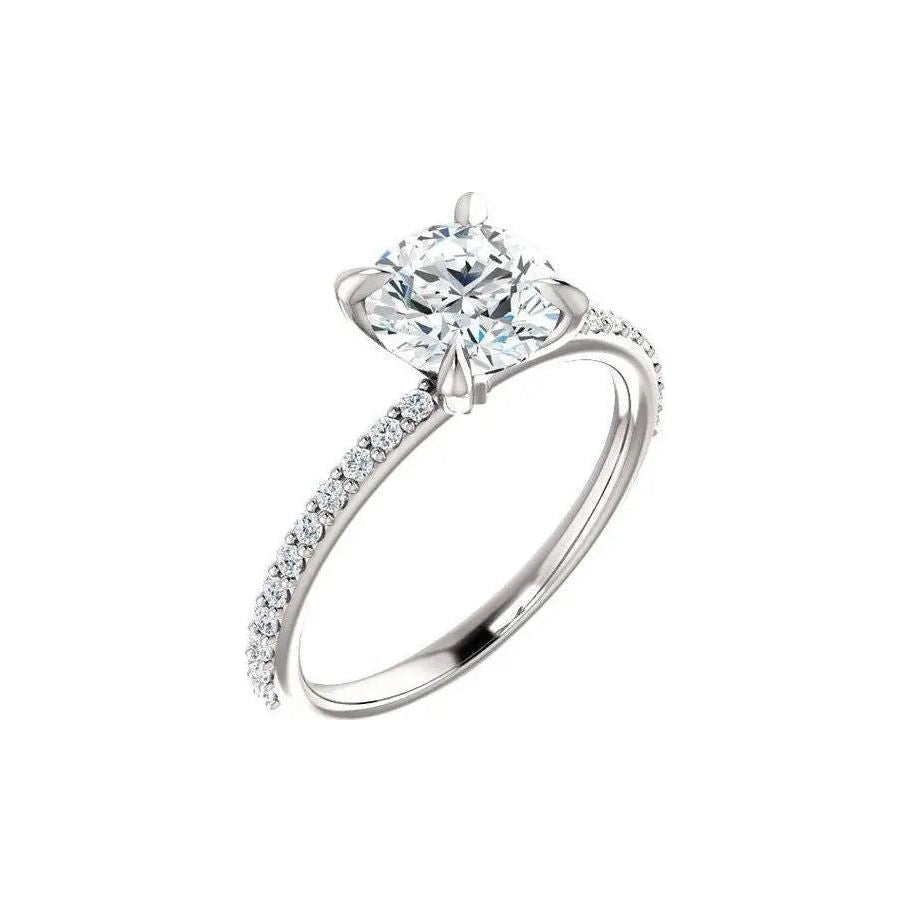 Engagement Rings 14KW 14K 1.75 CTW Moissanite & Diamond Engagement Ring