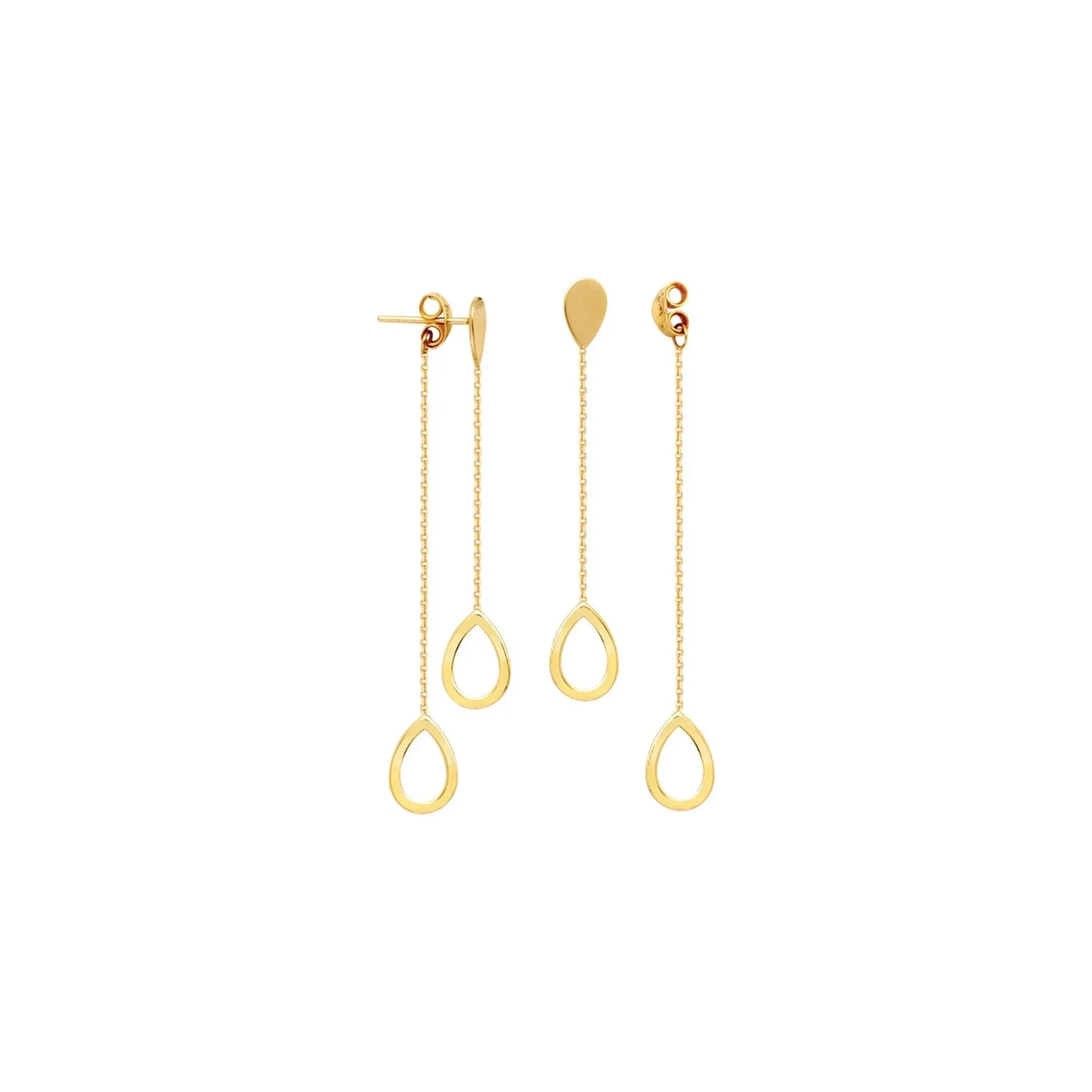 14KY FRONT TO BACK TEAR STUDw/OPEN TEAR DROP Earring - Farsi Jewelers