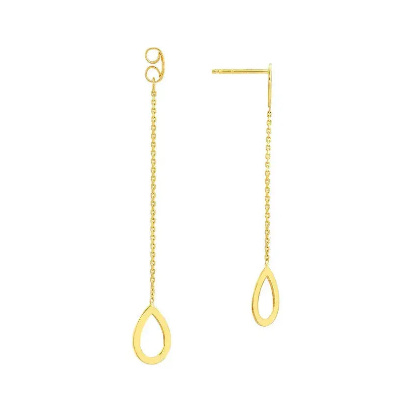 14KY FRONT TO BACK TEAR STUDw/OPEN TEAR DROP Earring - Farsi Jewelers