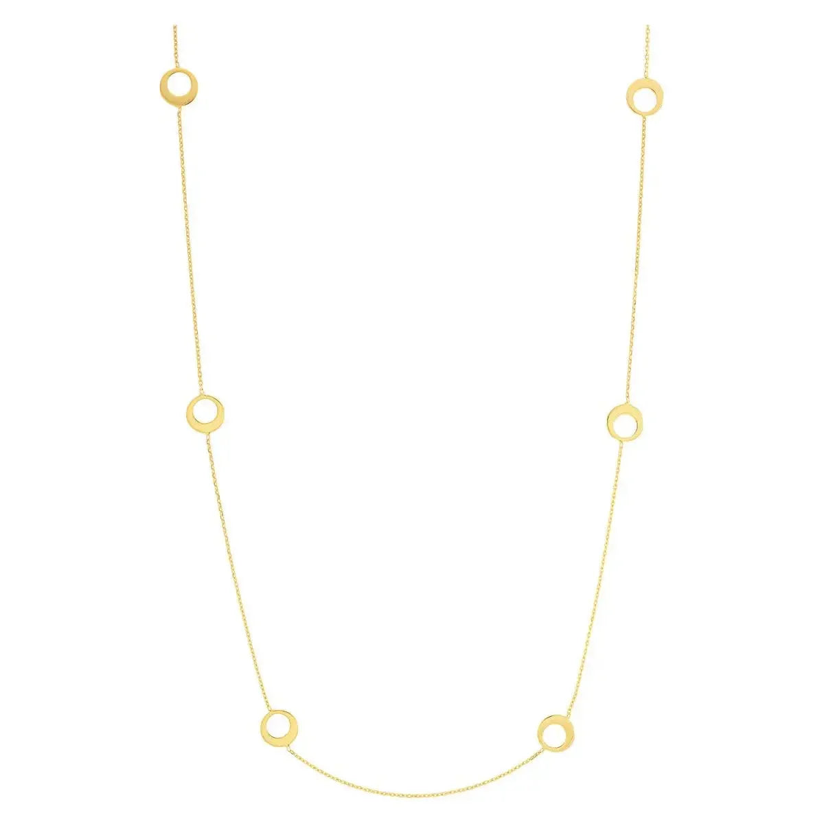 Gold Fashion Jewelry 14K Yellow Gold Half Open Circle Station Necklace