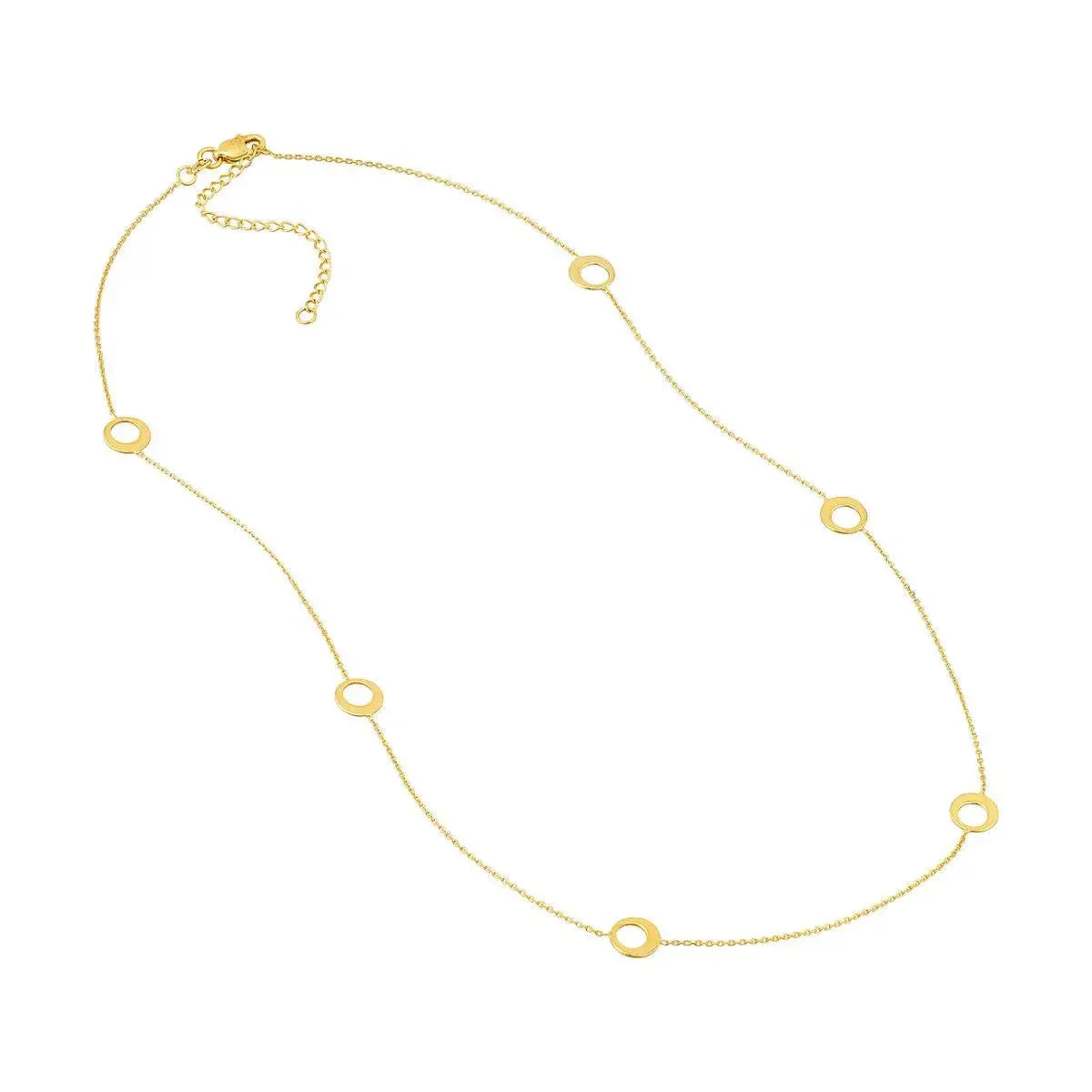 Gold Fashion Jewelry 14K Yellow Gold Half Open Circle Station Necklace