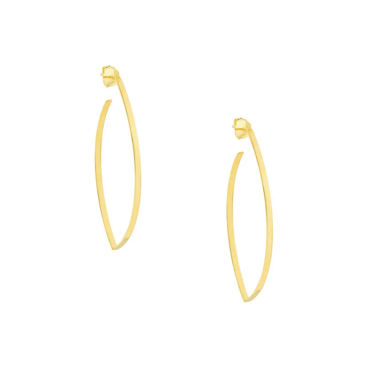 14KY LONG FLAT/ROUND WIRE EARRING - Farsi Jewelers
