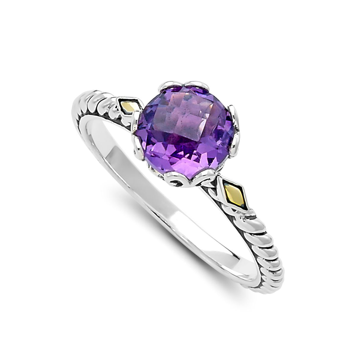 Birthday Collection Sterling Silver & 18K Amethyst Birthstone Ring