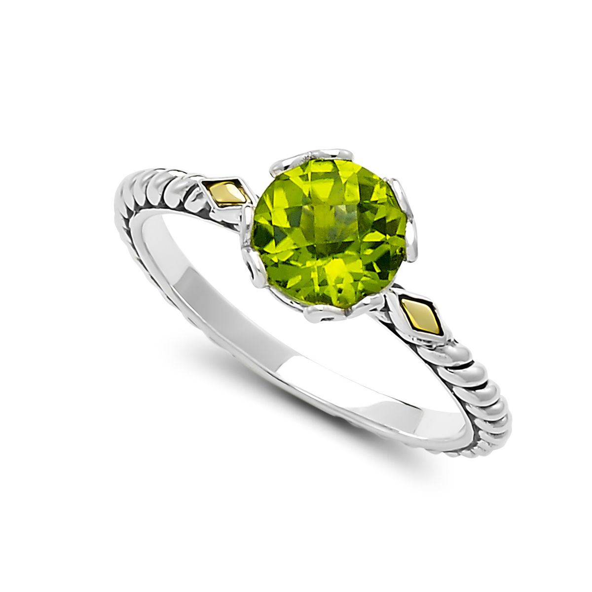 Birthday Collection Sterling Silver & 18K Peridot Birthstone Ring