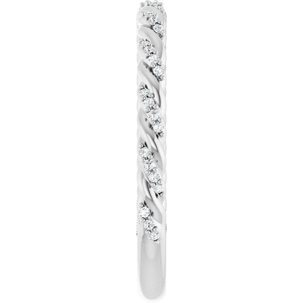 Diamond Pavé Cable Twist Wedding Band 0.25CTW - Farsi Jewelers