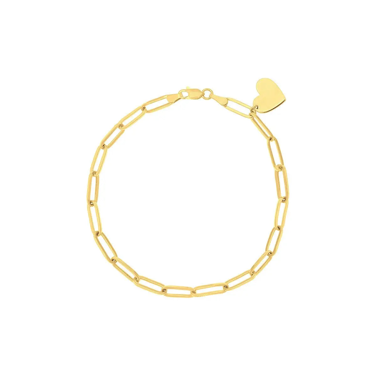 HOLLOW LNG LINK BR W DANGLE HEART Farsi Jewelers