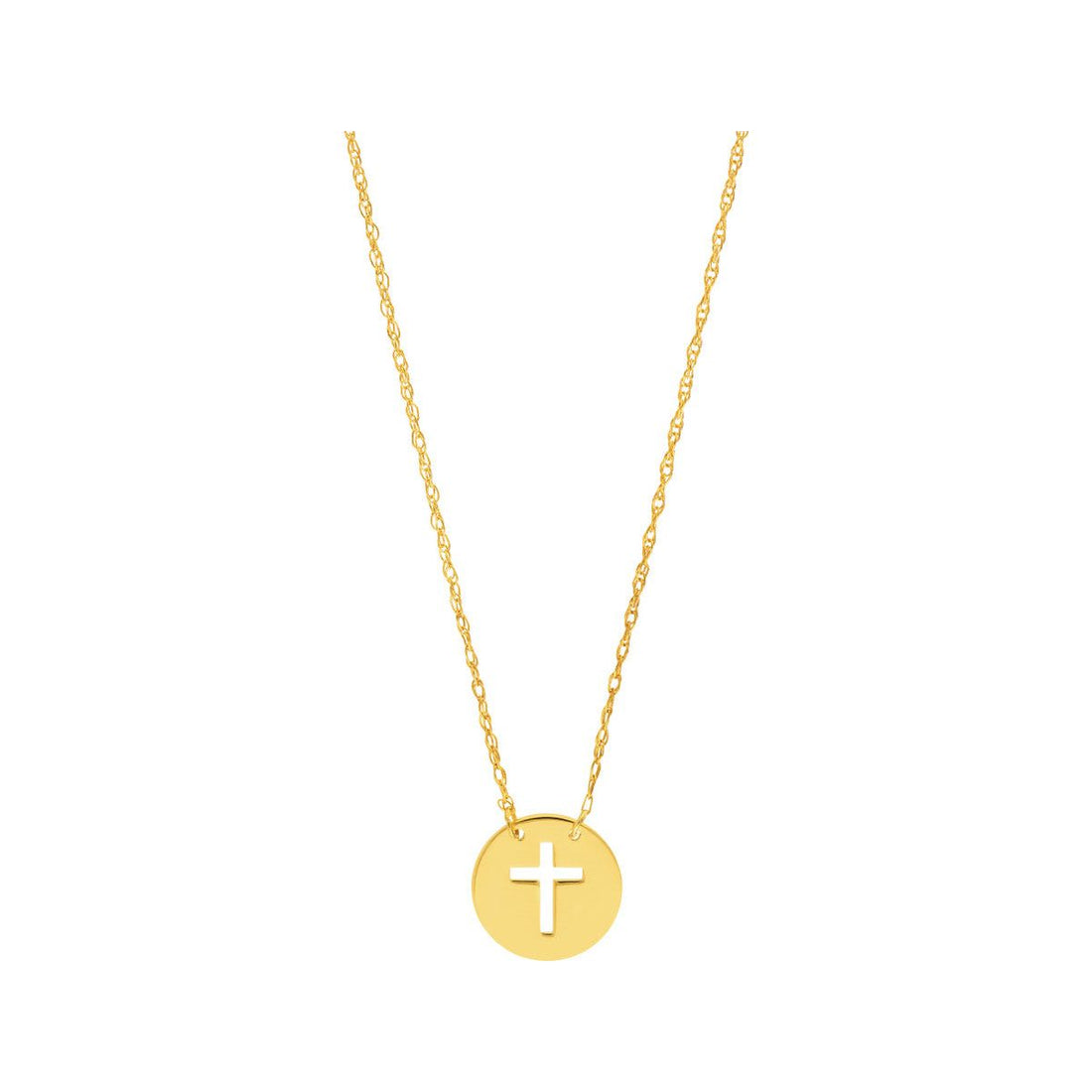 Mini Disk Cut Out Cross Necklace