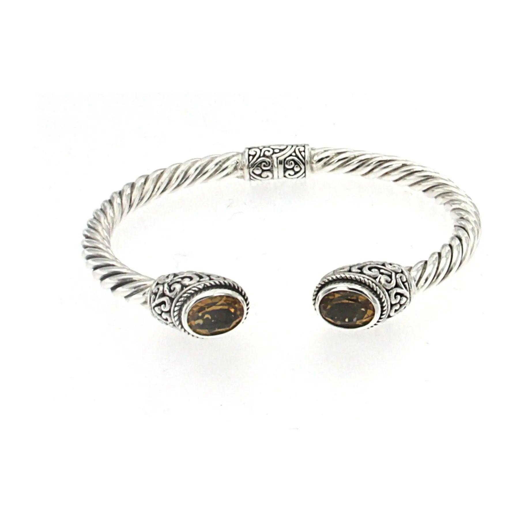 SS OVAL CITRINE TWISTED BANGLE Farsi Jewelers