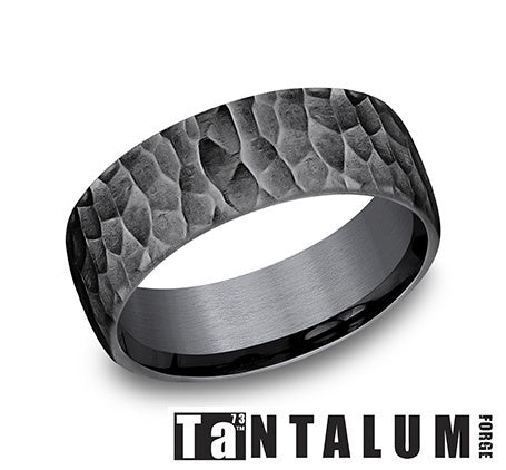 Tantalum-Dark 8mm SatinHammer Finish - Farsi Jewelers