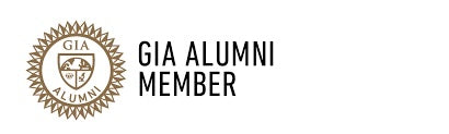 GIA Alumni Member logo with a gold emblem and text