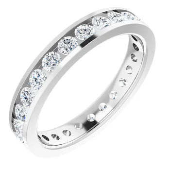 Diamond Wedding Rings 14K White Gold Channel-Set Eternity Band — 2.5mm Lab-Grown Diamonds
