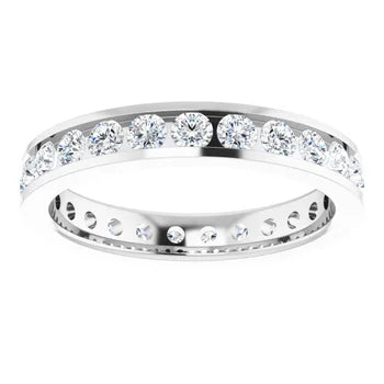Diamond Wedding Rings 14K White Gold Channel-Set Eternity Band — 2.5mm Lab-Grown Diamonds