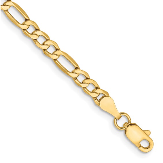 Gold Fashion Jewelry 10K Yellow Gold Semi-Solid Figaro Bracelet