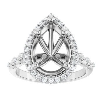 Engagement Rings 14K White 12x8 mm Pear Engagement Ring Mounting
