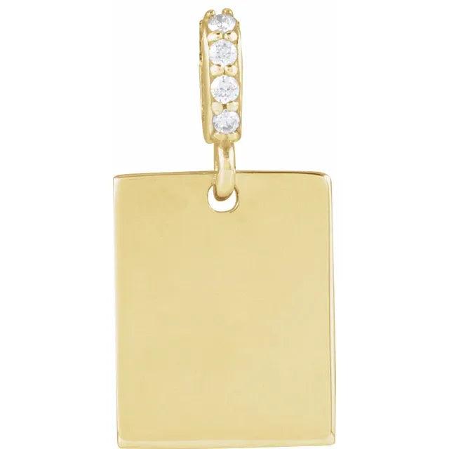 Gold Fashion Jewelry 14K Gold Diamond Engravable Pendant