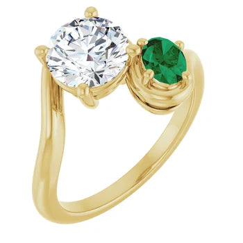 Load image 1 in gallery view. Engagement Rings 14K Yellow 2 Stone Engagement Ring