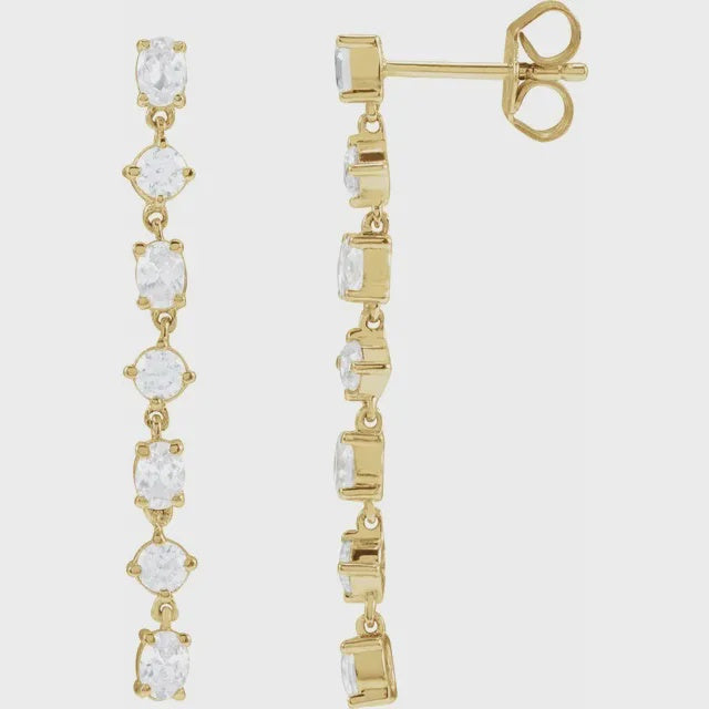 14K Yellow 1 1/5 CTW Lab-Grown Diamond Dangle Earrings - Farsi Jewelers