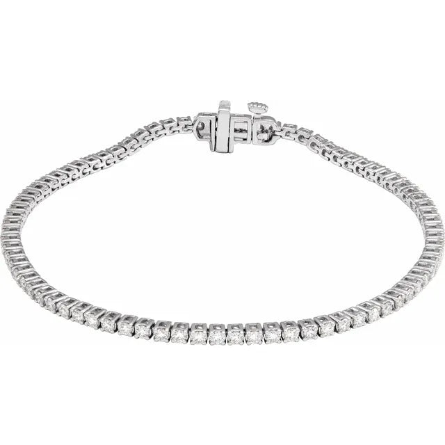 Diamond Jewelry Collections 14K White Gold 2 CTW Lab-Grown Diamond Tennis Bracelet — 4-Prong, 7 Inch