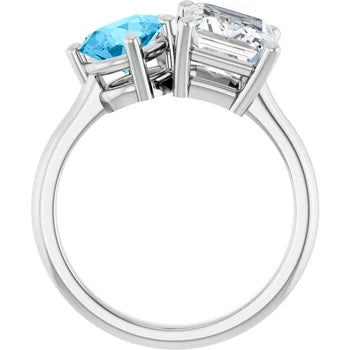 Custom Order 14K White 2 Stone Engagement Ring