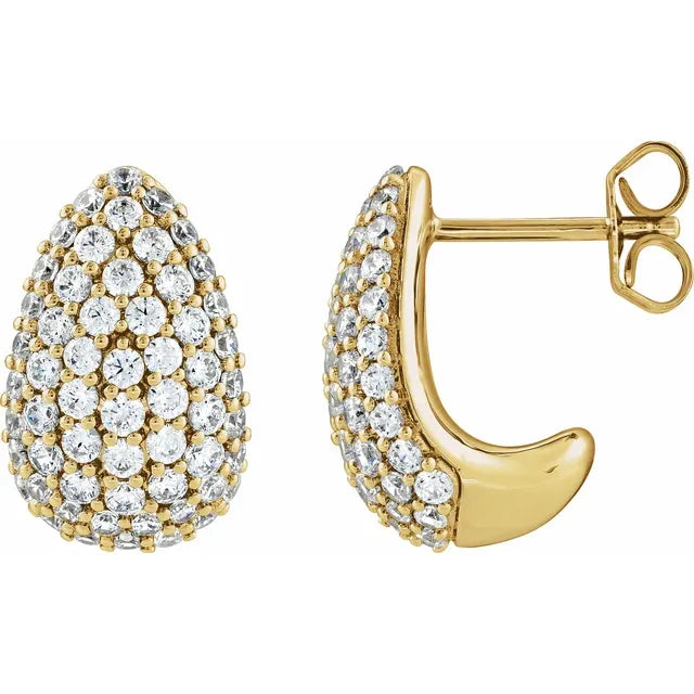 Diamond Jewelry Collections 14K Yellow Gold Lab-Grown Diamond Teardrop Earrings – 1 3/4 CTW
