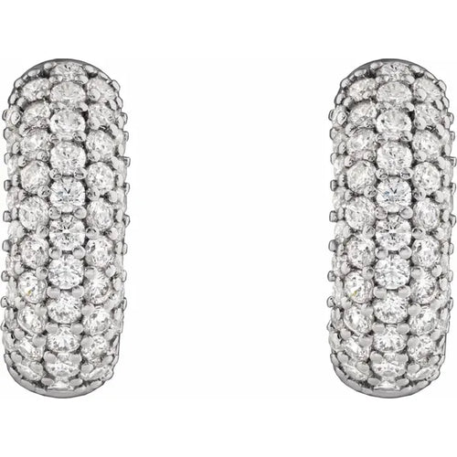 Load image 1 in gallery view. Diamond Jewelry Collections 14K White Gold 1 CTW Pavé Lab-Grown Diamond Hinged Hoop Earrings