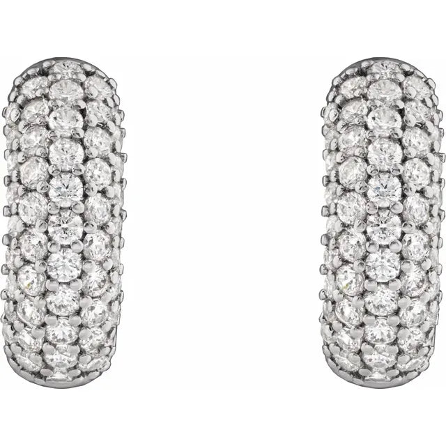 Diamond Jewelry Collections 14K White Gold 1 CTW Pavé Lab-Grown Diamond Hinged Hoop Earrings
