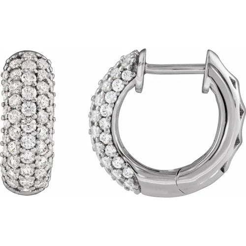 Load image 1 in gallery view. Diamond Jewelry Collections 14K White Gold 1 CTW Pavé Lab-Grown Diamond Hinged Hoop Earrings