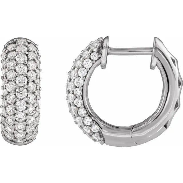 Diamond Jewelry Collections 14K White Gold 1 CTW Pavé Lab-Grown Diamond Hinged Hoop Earrings
