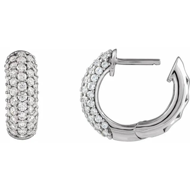 Diamond Jewelry Collections 14K White Gold 1 CTW Pavé Lab-Grown Diamond Hinged Hoop Earrings