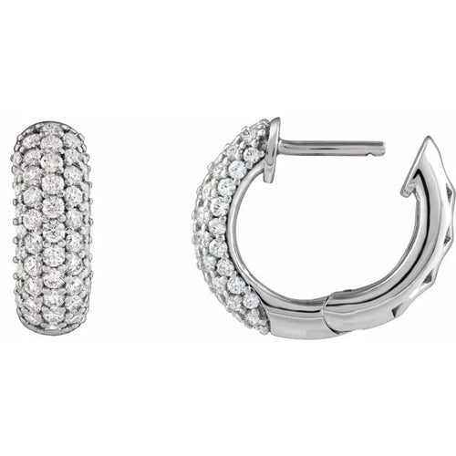 Load image 1 in gallery view. Diamond Jewelry Collections 14K White Gold 1 CTW Pavé Lab-Grown Diamond Hinged Hoop Earrings