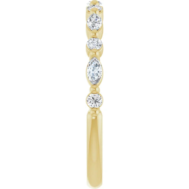 Diamond Wedding Rings 14K 0.35 ctw Marquise and Round Lab-Grown Diamond Wedding ring