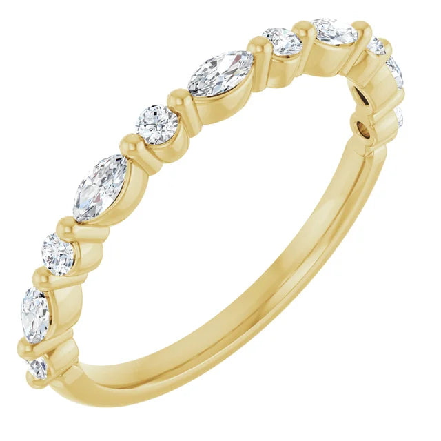 14K 0.35 ctw Marquise and Round Lab-Grown Diamond Wedding ring