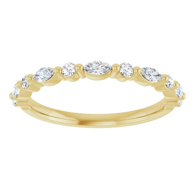 Diamond Wedding Rings 14K 0.35 ctw Marquise and Round Lab-Grown Diamond Wedding ring