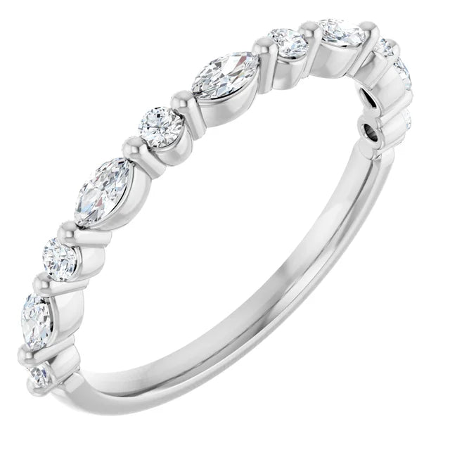 Diamond Wedding Rings 14K White 14K 0.35 ctw Marquise and Round Lab-Grown Diamond Wedding ring