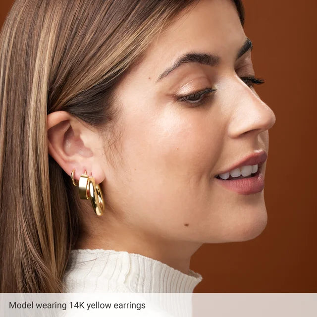 14K Gold 13mm Hoop Earrings - Farsi Jewelers