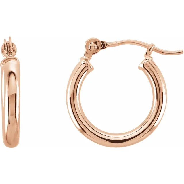 14K Gold 13mm Hoop Earrings - Farsi Jewelers