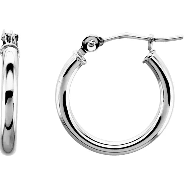 14K Gold  15-mm Long  Hoop Earrings - Farsi Jewelers