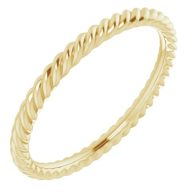 Gold Fashion Jewelry 14K Yellow 14K 2mm Rope Wedding Band
