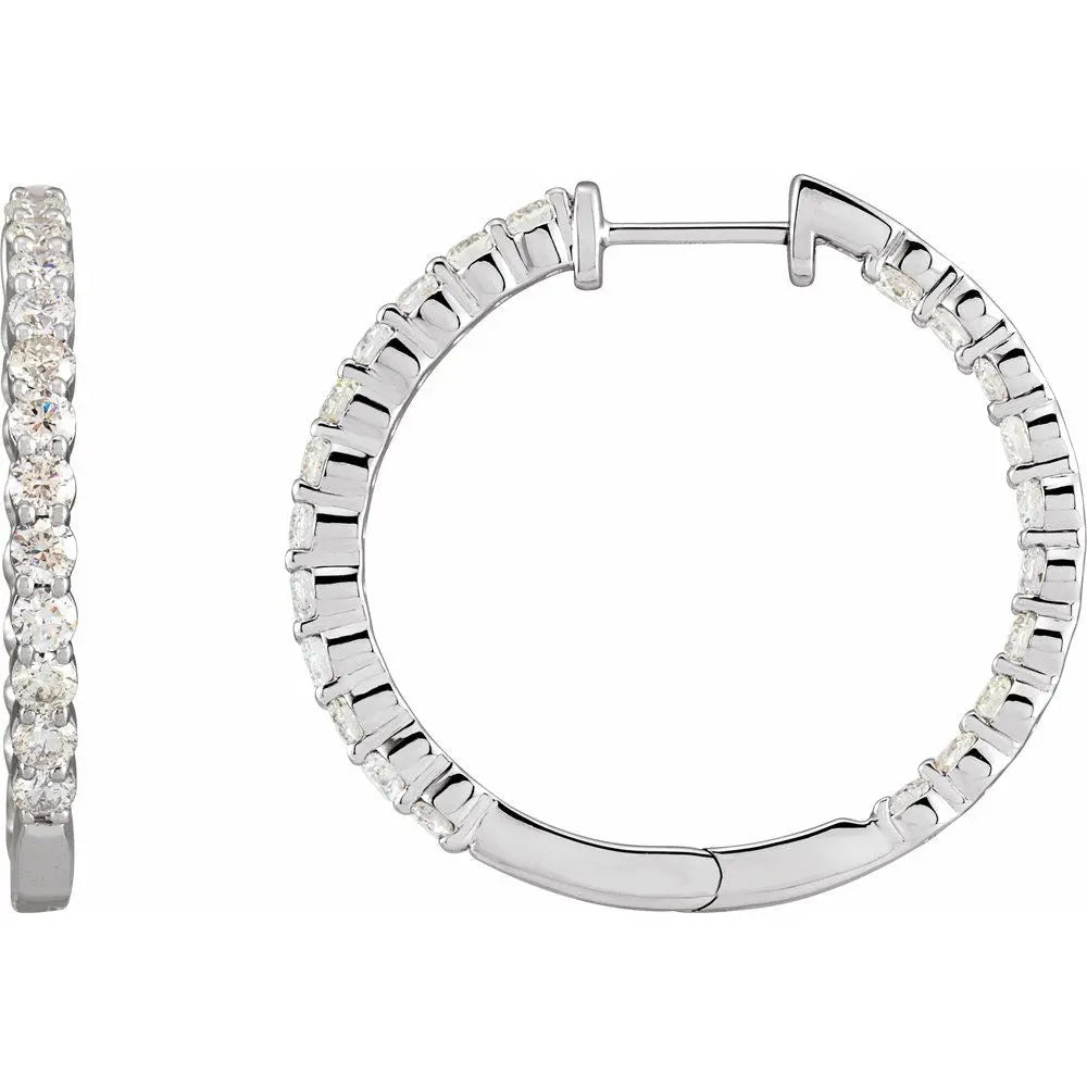 Diamond Jewelry Collections 14K White Gold 3 ctw Lab-Grown Diamond Hoop Earrings
