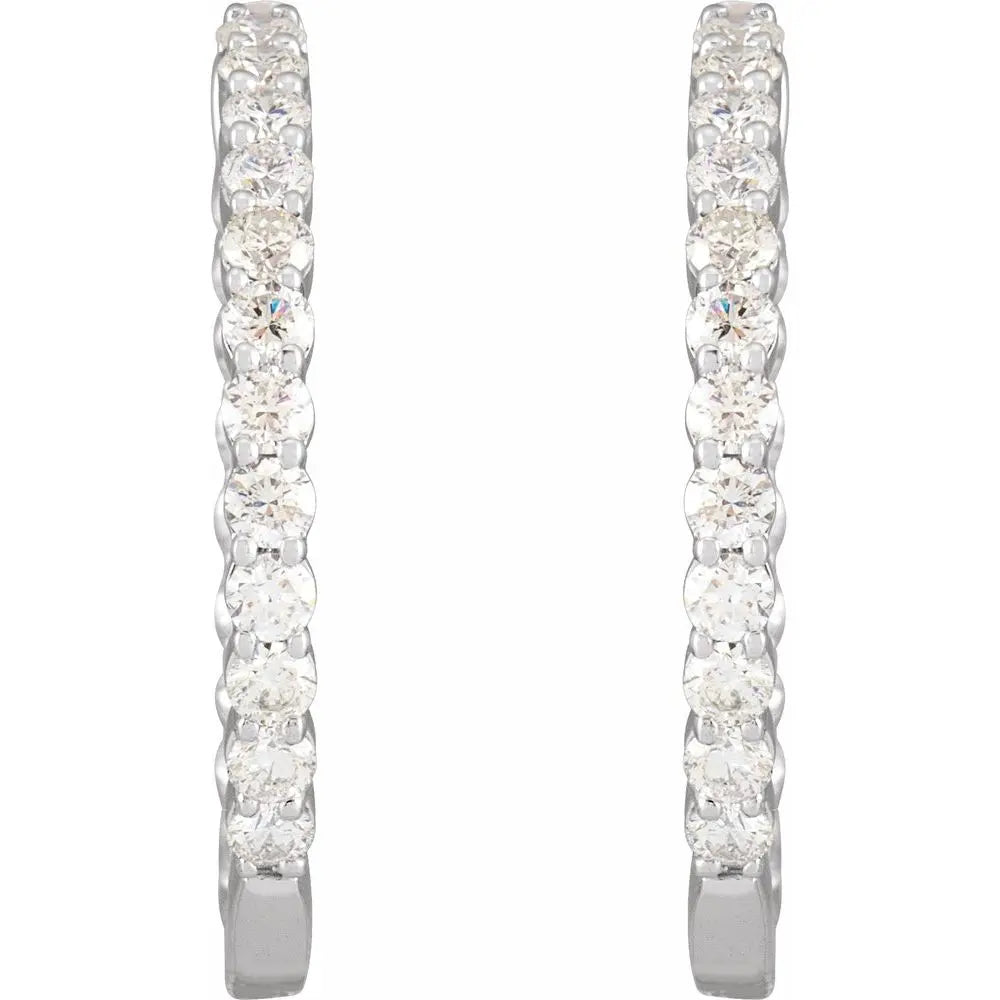 Diamond Jewelry Collections 14K White Gold 3 ctw Lab-Grown Diamond Hoop Earrings