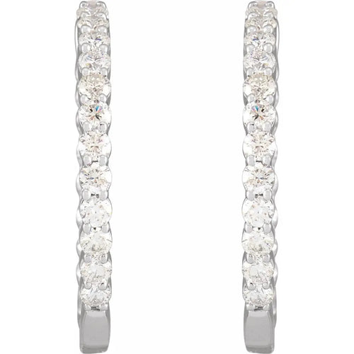 Load image 1 in gallery view. Diamond Jewelry Collections 14K White Gold 3 ctw Lab-Grown Diamond Hoop Earrings