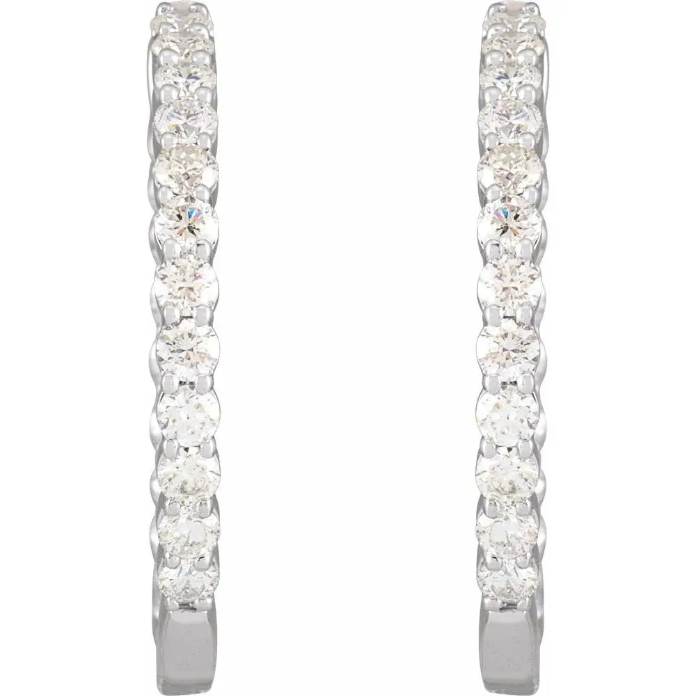 14K  3 CTW Lab-Grown Diamond Inside-Outside Hinged 30 mm Hoop Earrings  Farsi Jewelers