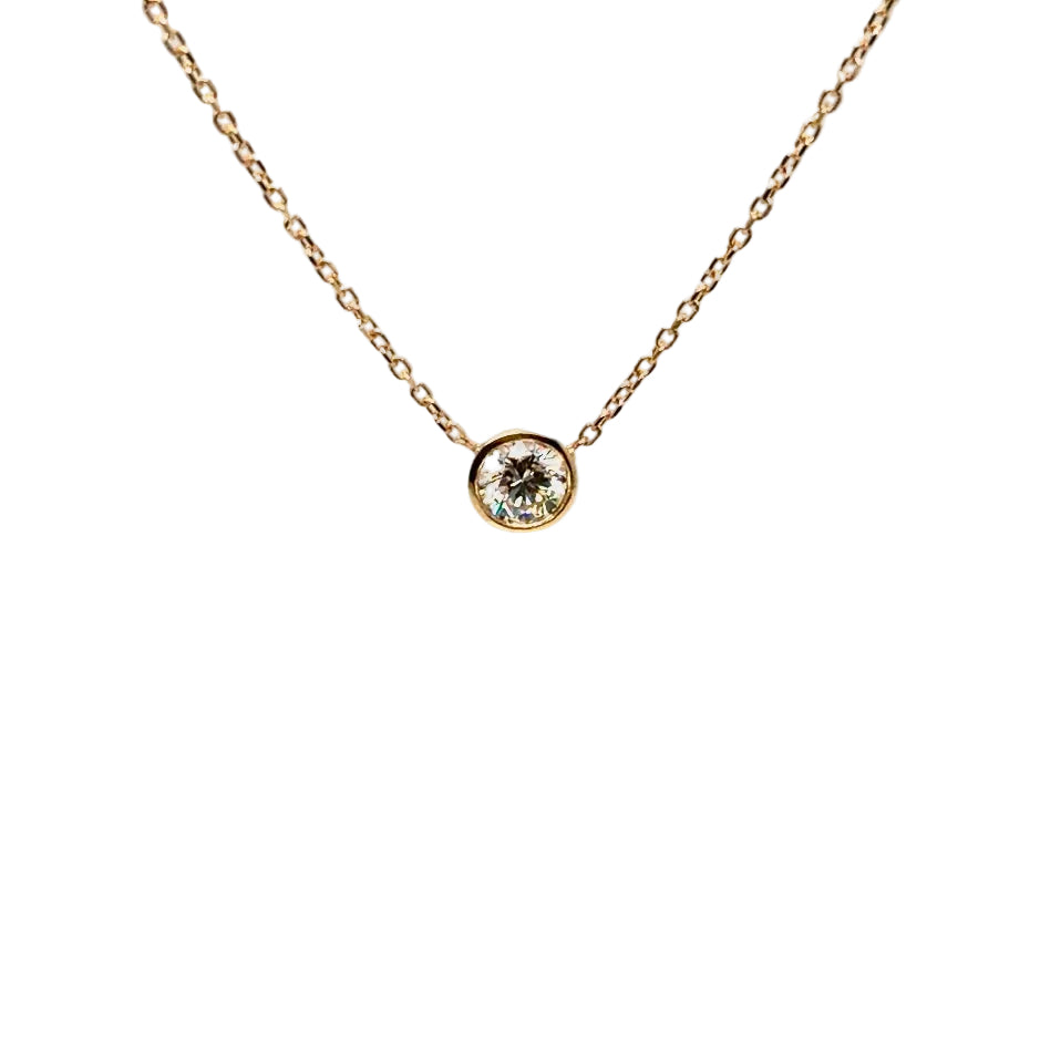 Diamond Jewelry Collections 0.35 CT Lab-Grown Diamond Bezel Pendant – 14K Gold