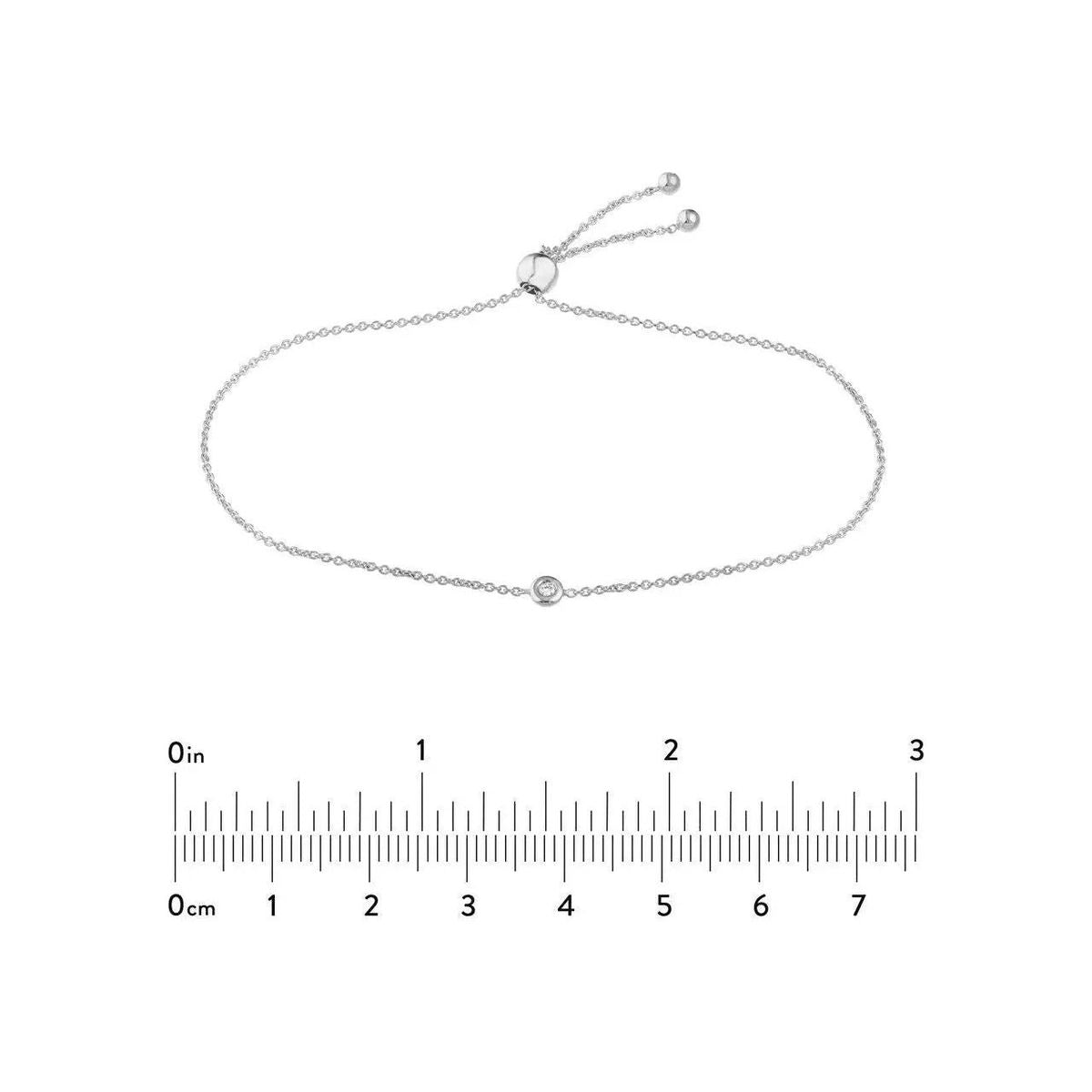 Diamond Jewelry Collections 14K White Gold Bezel-Set Diamond Bracelet Adjustable– 0.04 ctw