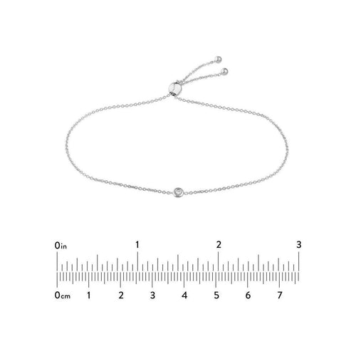 Load image 1 in gallery view. Diamond Jewelry Collections 14K White Gold Bezel-Set Diamond Bracelet Adjustable– 0.04 ctw