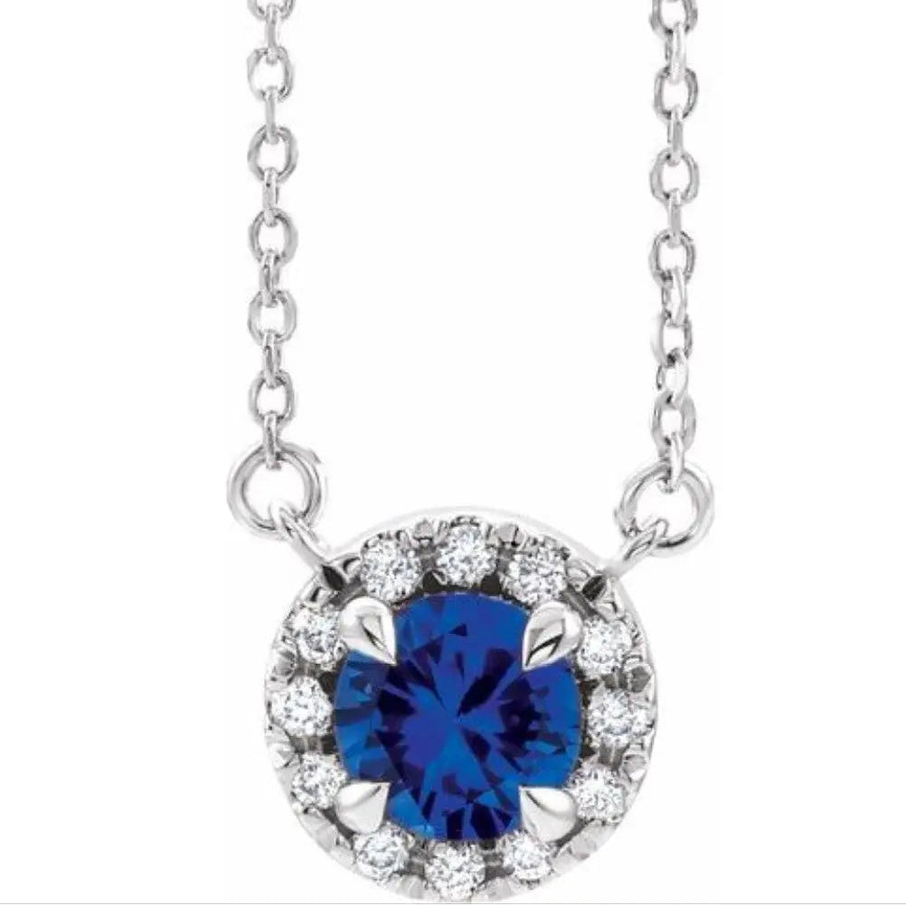 Gemstone Jewelry 14K White Sapphire and Diamond Necklace