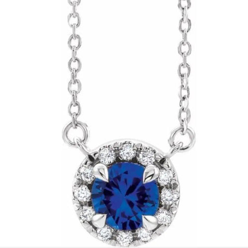 Load image 1 in gallery view. Gemstone Jewelry 14K White Sapphire and Diamond Necklace