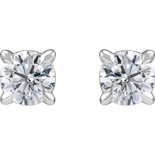 Load image 1 in gallery view. Diamond Jewelry Collections 14K White Gold Lab-Grown Diamond 4-Prong Stud Earrings