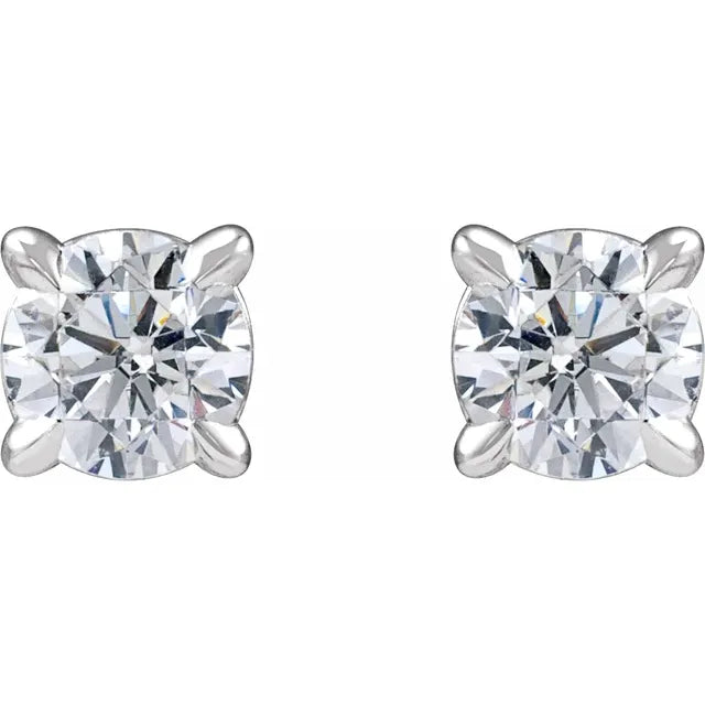 Diamond Jewelry Collections 14K White Gold Lab-Grown Diamond 4-Prong Stud Earrings